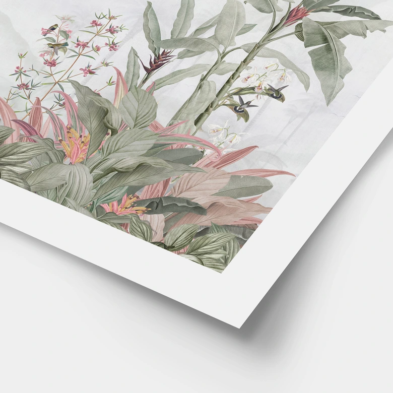 Plakat Tropikalna sielanka z kolibrem niebieski - Bloomery Decor 