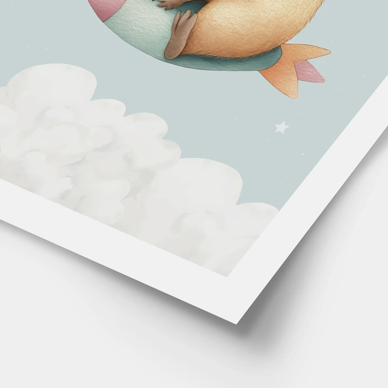 Poster enfant Capybara dans l'espace - Rêve d'étoile 