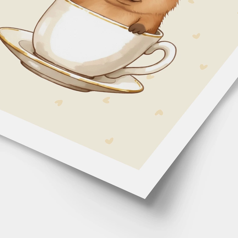 Sägande poster Capybara i kaffe - Capychino 