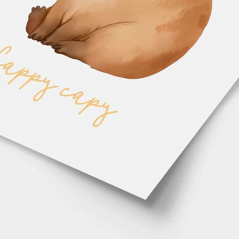 Póster para niños - Capibara con pájaro - Happy Capy 