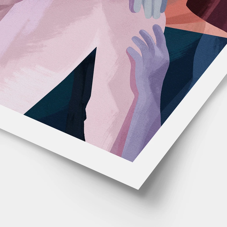 Poster Liebe - Abstrakte Umarmung Liebespaar - Goed Blauw 