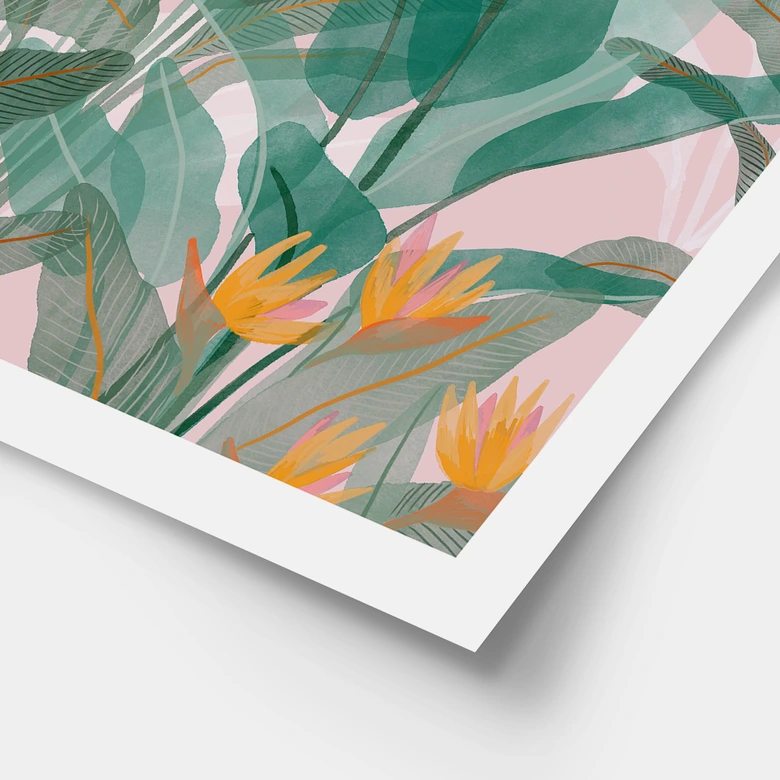 Poster Botanische Illustration in Grün und Rosa - Goed Blauw 