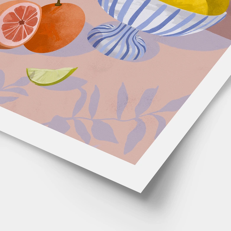 Poster Zitrusfrüchte in Schale Stillleben | Obst-Motiv für Küche & Esszimmer - Goed Blauw 