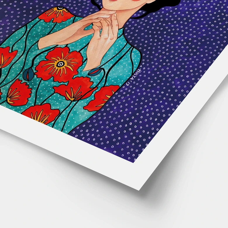 Poster Frau im Mohnblumenkleid - Hülya 