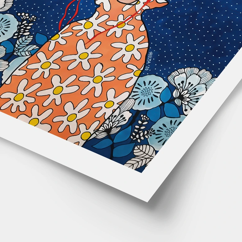 Poster Frau mit rotem Haar und Blüten - Hülya 