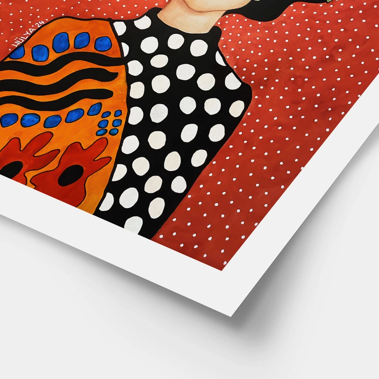 Poster Lächelnde Frau mit orangen Blumen - Hülya 