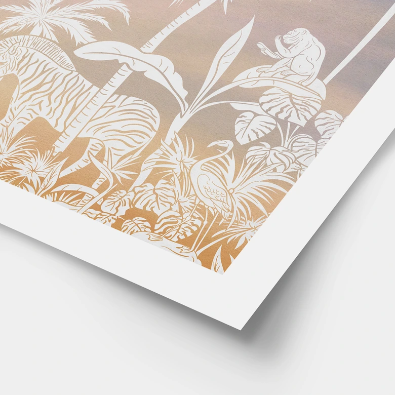 Póster Selva paradisíaca con animales salvajes - Ombre - Kikki Belle 