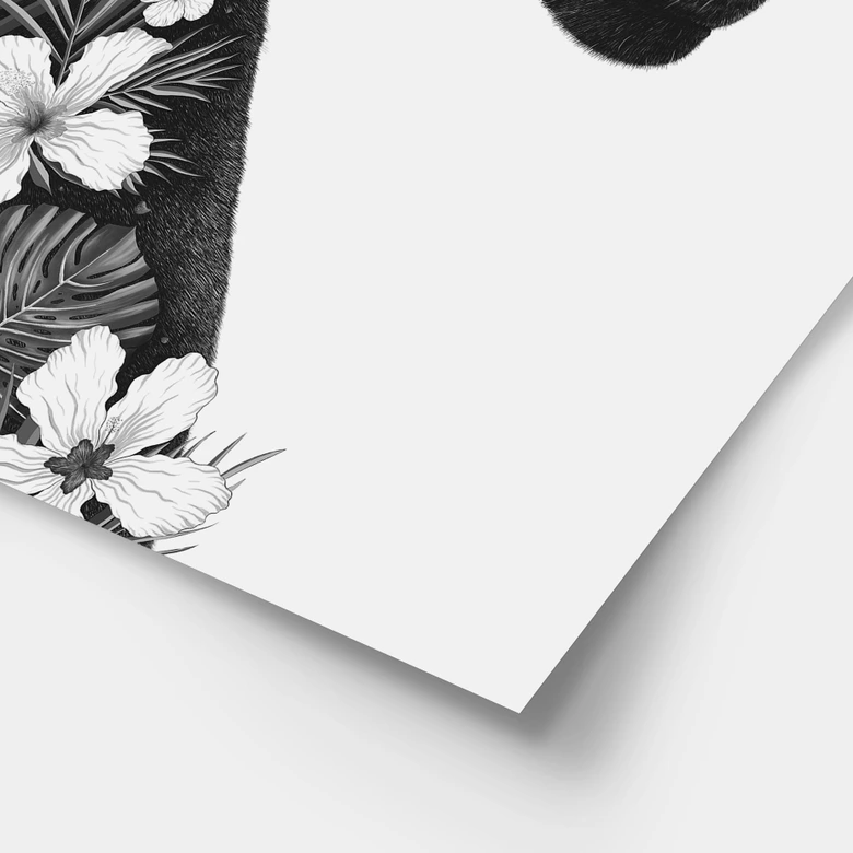 Póster Pantera negra con flores blancas - Korenkova 