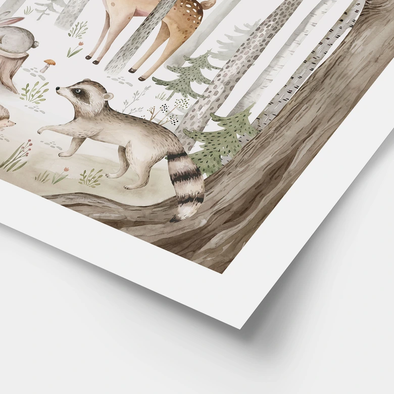 Poster med djur för barn - Äventyr med skogens djur - Kvilis 