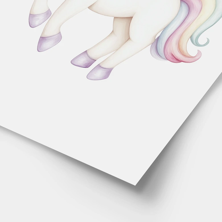 Poster Magisches Einhorn mit Flügeln | Fabelwesen in Pastell für Kinder 