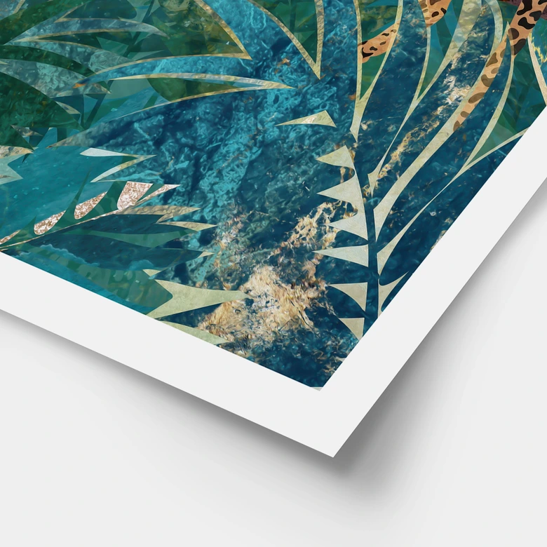 Poster Leopard im smaragdgrünen Dschungel - Manovski 