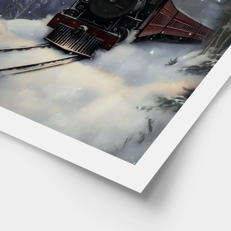 Poster Winter - Dampflok im verschneiten Wald - Melloi Art Prints 