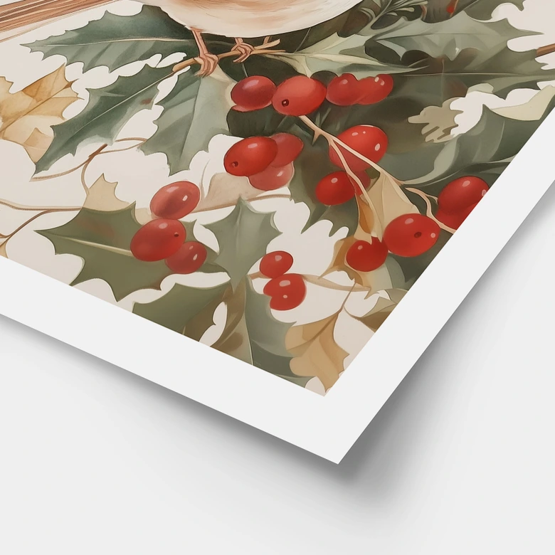 Poster Wintermotiv - Kardinalsvogel mit Beerenzweig - Melloi Art Prints 