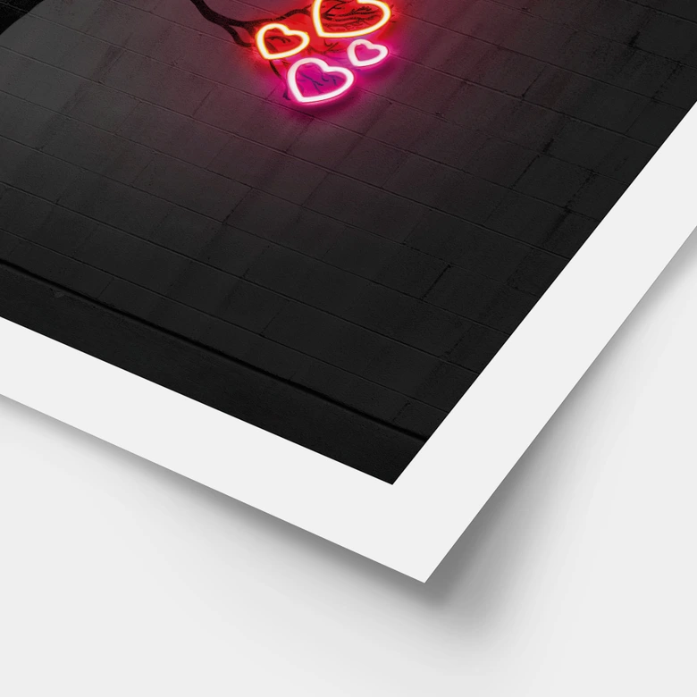 Poster im Neon-Look | Baum mit roten Herzen - Mielu 