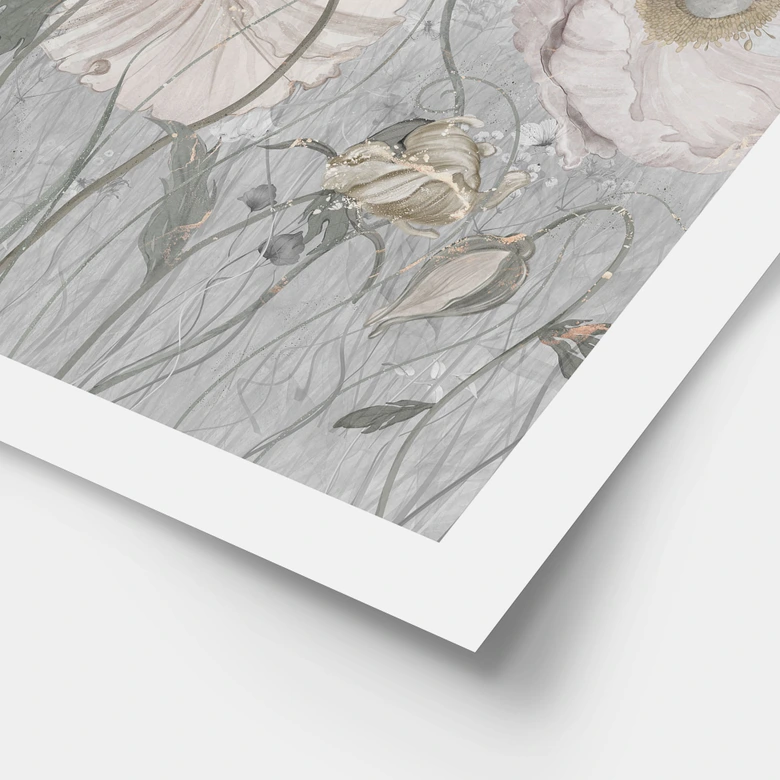 Poster Blumen im Vintage Stil in Grau - Ms Tiff 