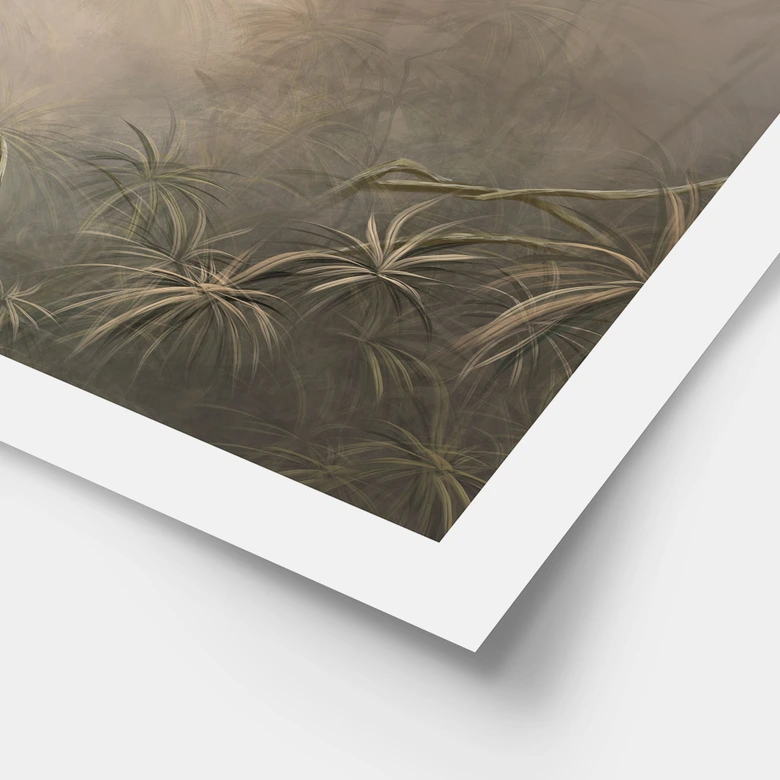 Palmen Poster Mystischer Regenwald im Nebel - Ms Tiff 