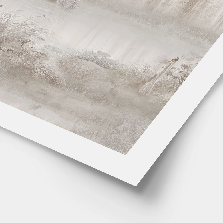 Poster Wald am See im Nebel in Beige - Ms Tiff 