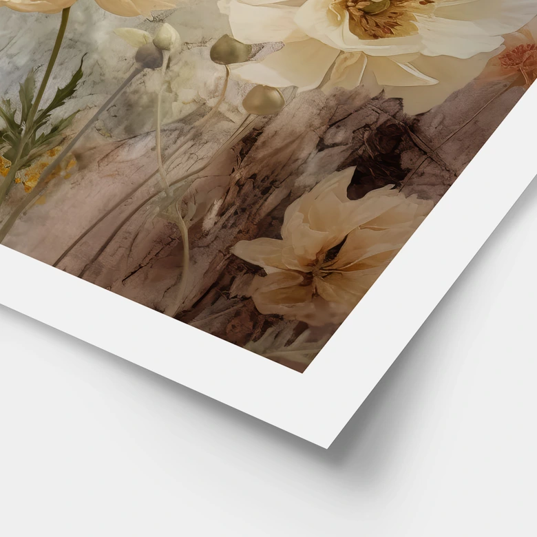 Poster Blumenpracht in warmen Pastelltönen | Blumenposter - Paksoylu 