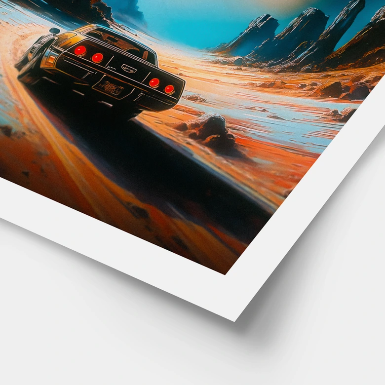 Poster Space - Retro racerbil i rymden - Taudalpoi 