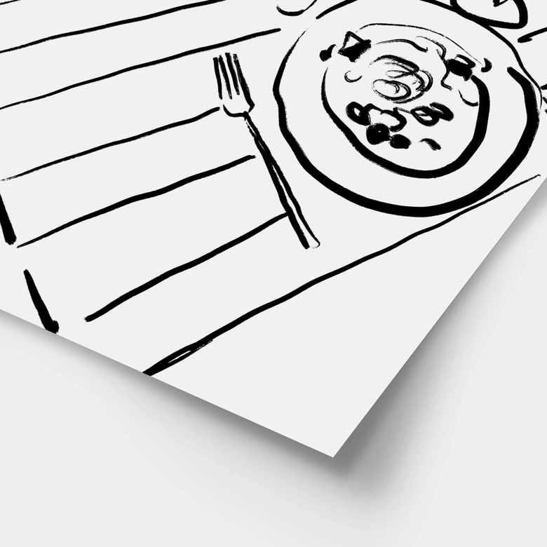 Poster Stillleben-Dinner mit Wein | Line Art - Treechild 