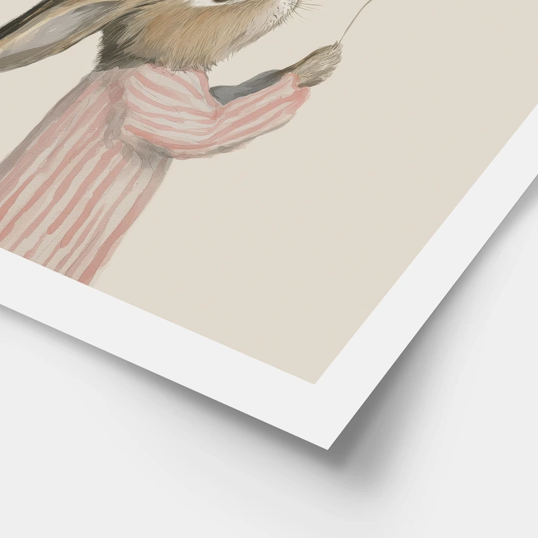 Poster Un lapin mignon avec un ballon - Treechild 