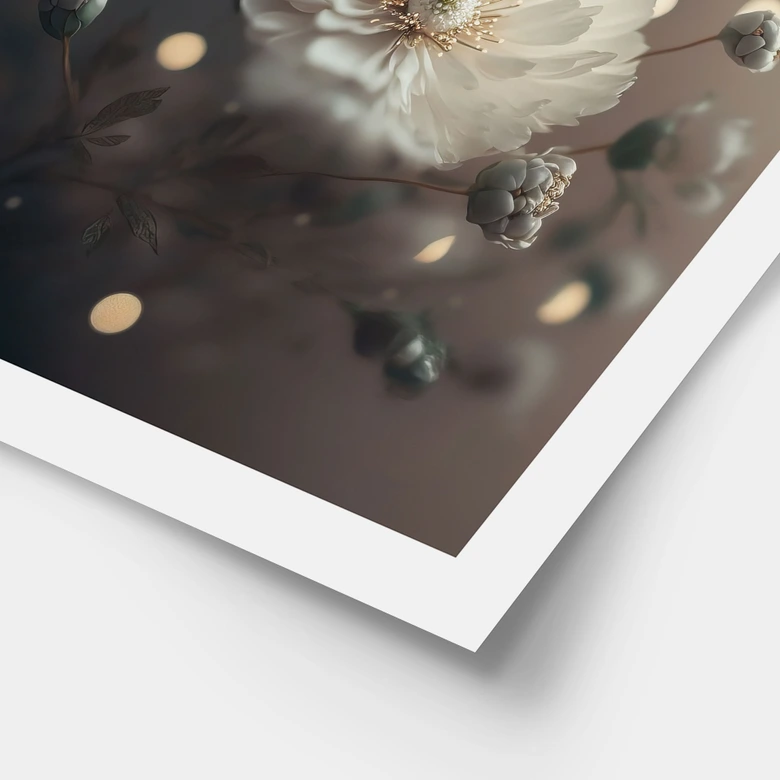 Blumen-Poster Weiße Blumen mit Goldstaub - Treechild 