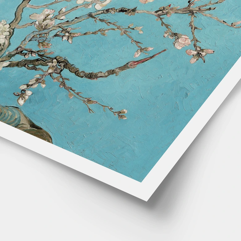 Poster van Gogh - Amandelbloesem zwart-wit 