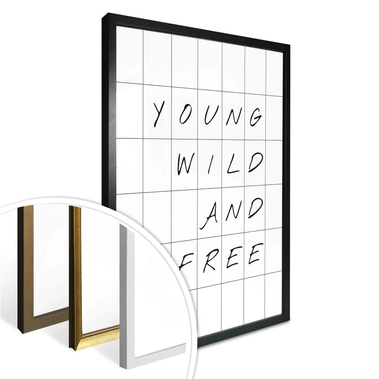 Poster mit Raster - Young wild and free 