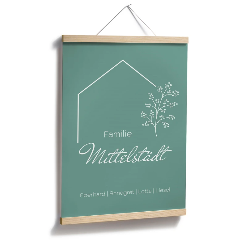 Personalisierbares Poster Familie Haus - grün 