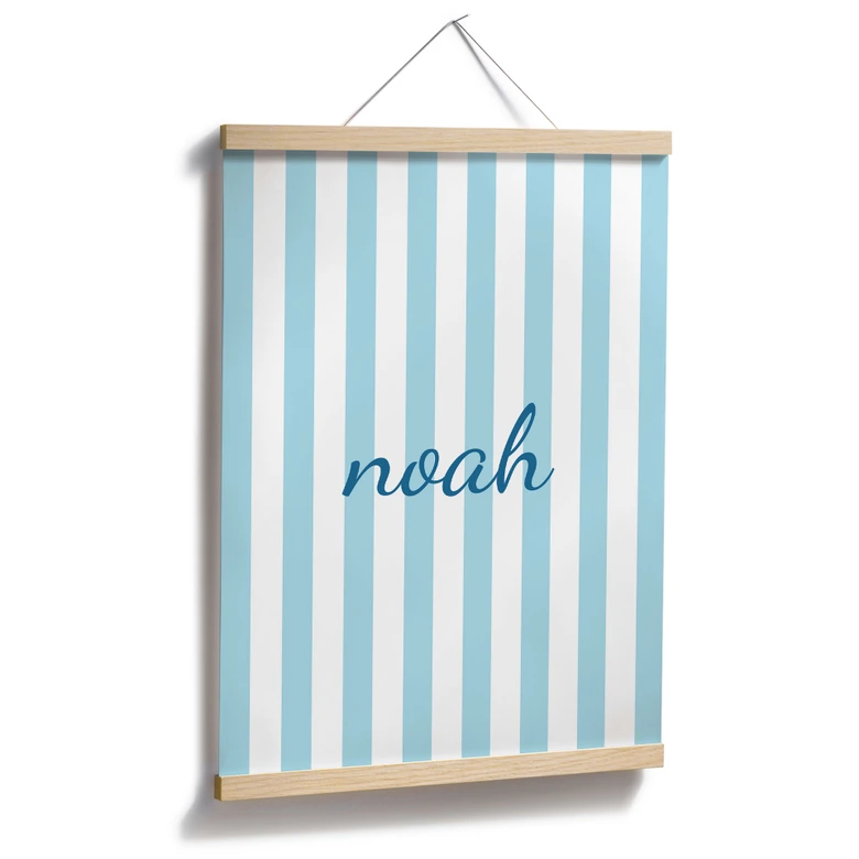 Poster personnalisable rayures bleues 