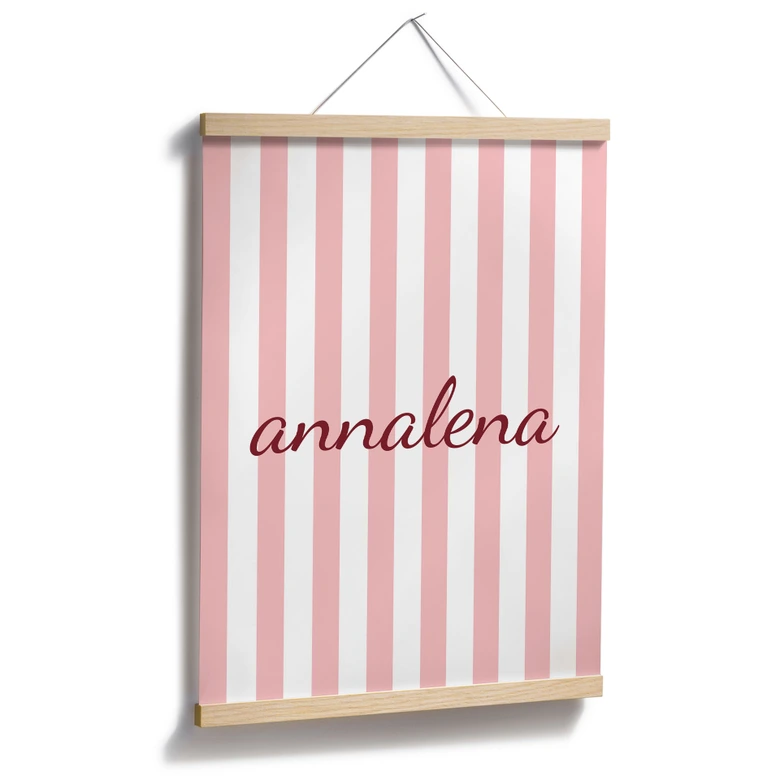 Personalizable poster stripes pink 