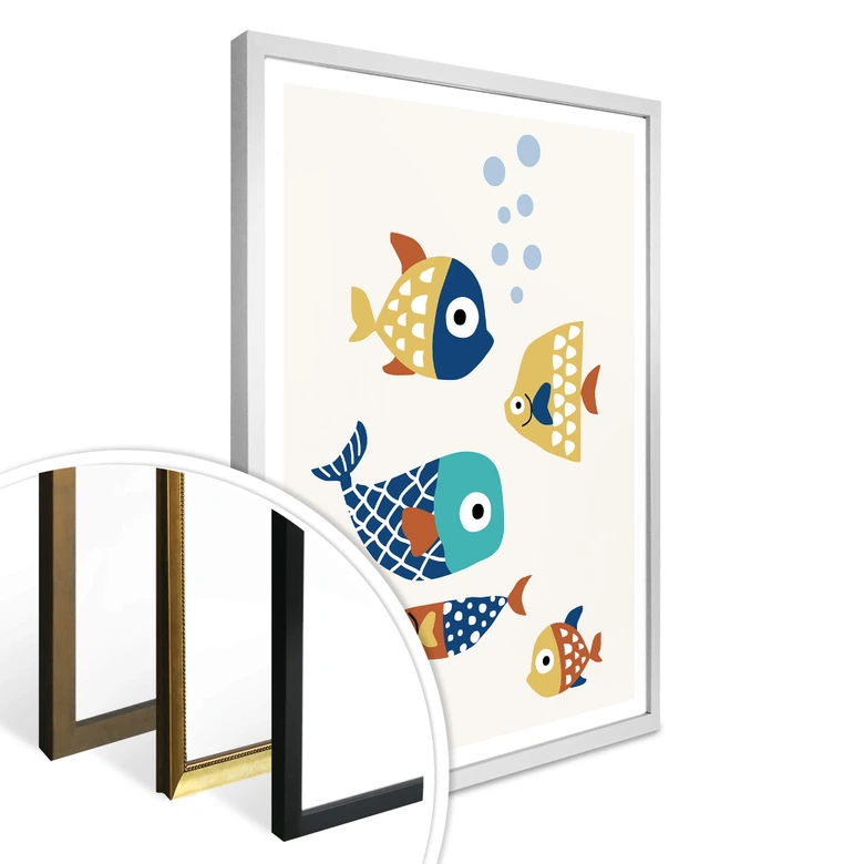 Plakat - Kubistika - Farverige fisk 