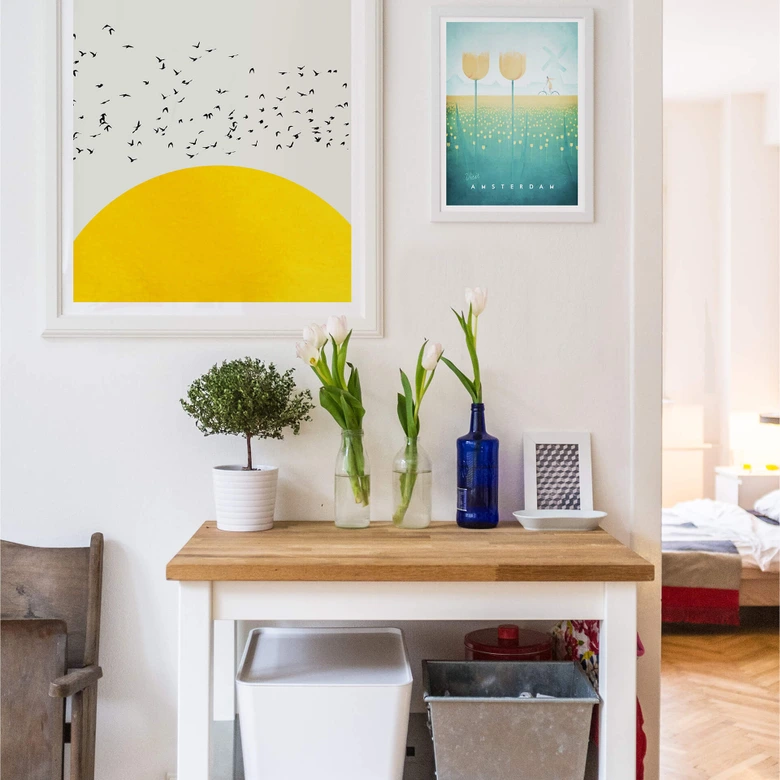 Poster Kubistika - Tusentals fåglar 