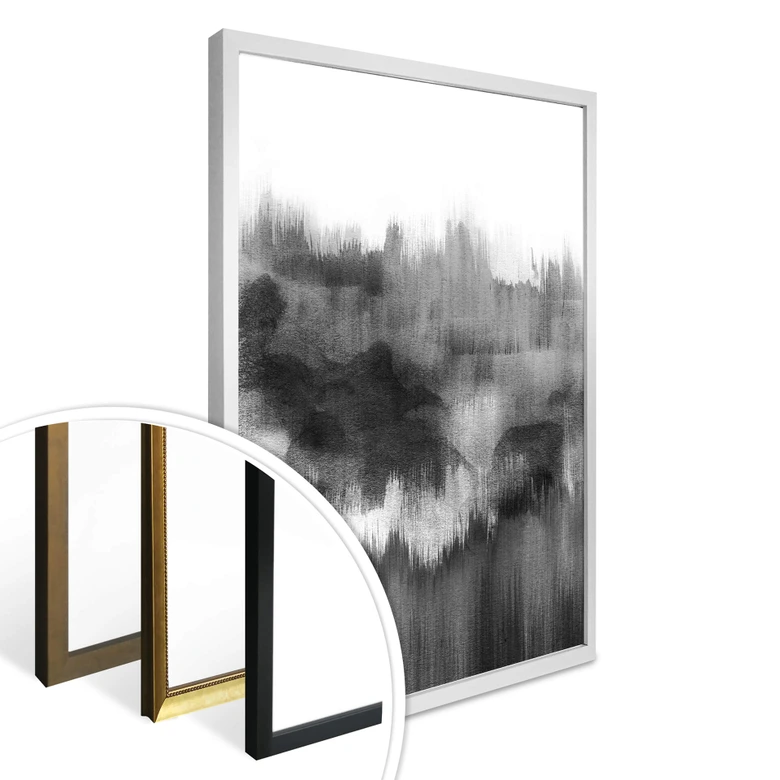 Póster Nouveauprints - Acuarela Pinceladas (negro) 