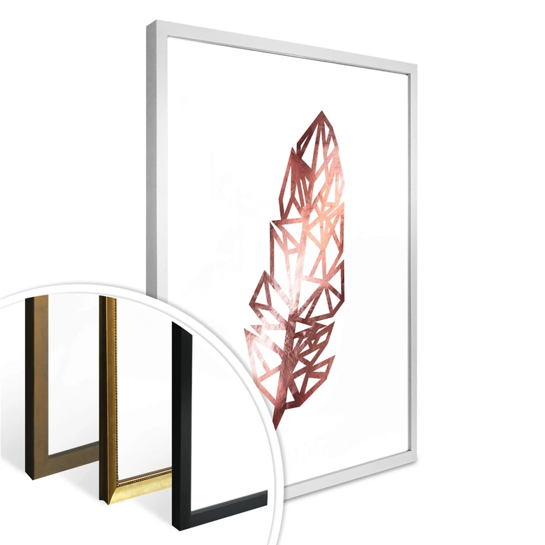 Póster - Pluma de origami - look oro rosa 