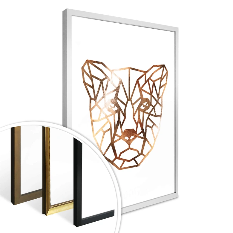 Poster - Origami Gepard - Kupfer-Optik 