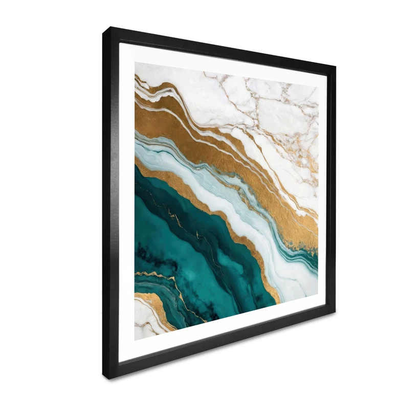 Poster Marmor-Fluss aus Gold und Jade - Alpenglow Workshop - Quadratisch 