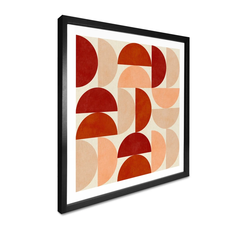 Poster Abstrakte Halbkreise in warmen Naturtönen - Bre - Quadratisch 