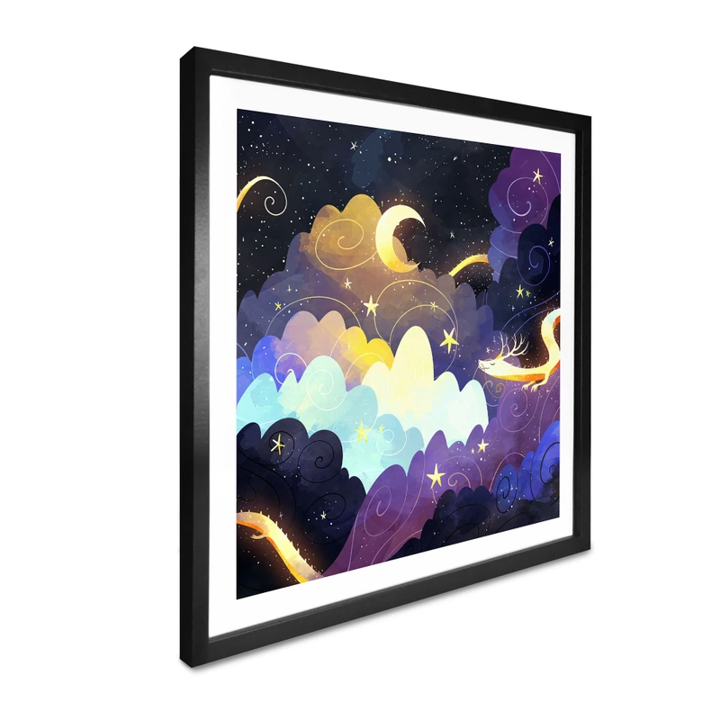 Poster Drachenflug durch Sternenwolken - DigitalArtsi 