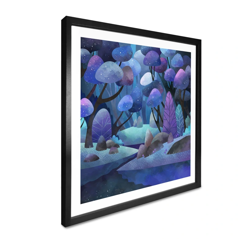 Poster Enchanted forest in midnight blue - DigitalArtsi 
