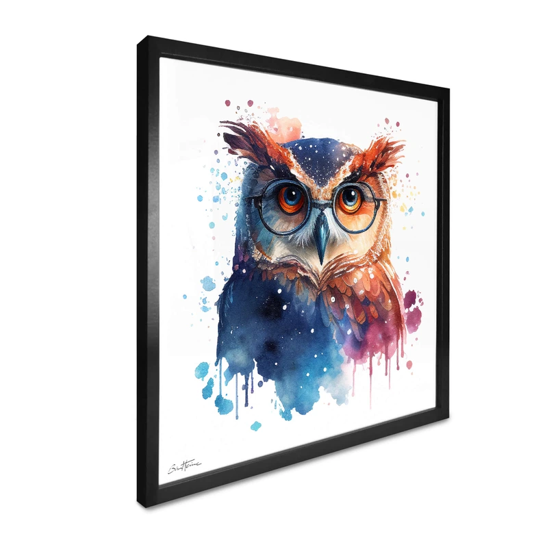 Poster Heine - Intelligente Eule mit Brille - Astro Cruise - Quadratisch 