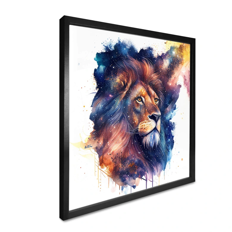 Poster Heine - Mächtiger Löwe im Sternenhimmel - Astro Cruise - Quadratisch 