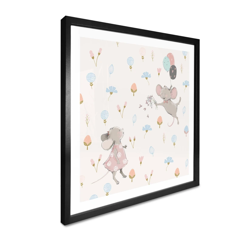 Poster Kleine Mäuse mit Luftballons - UN Designs 