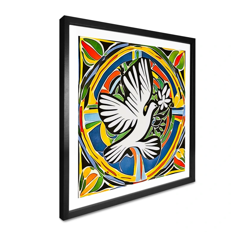 Poster Bunte Friedenstaube - Inspiriert von Matisse - Zamart - Quadratisch 
