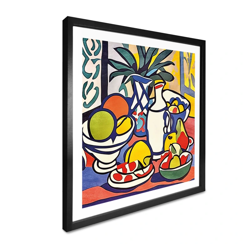 Poster Milch und Obst - Inspiriert von Matisse - Zamart - Quadratisch 