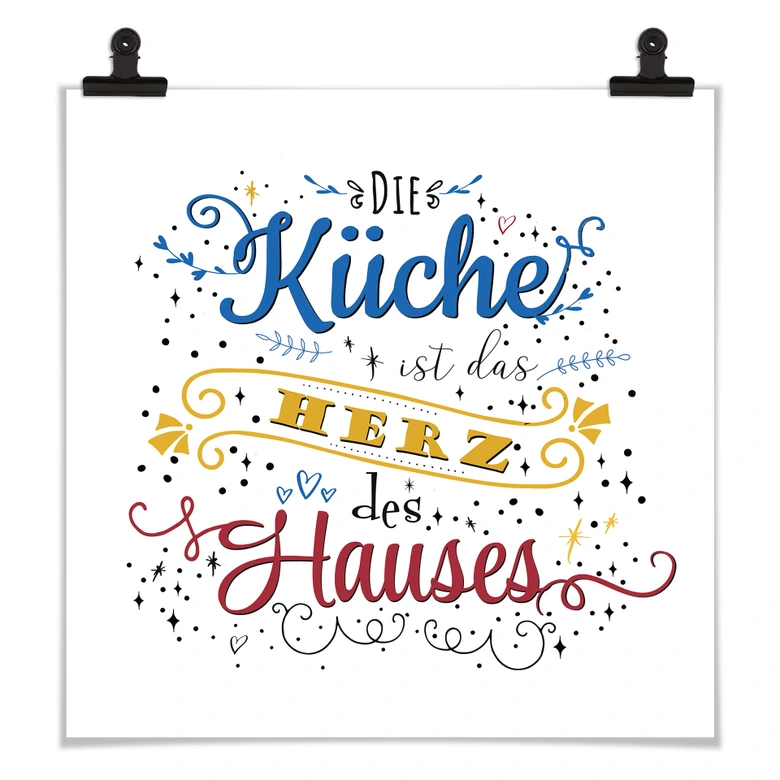 Poster Die Küche ist das Herz des Hauses - hell - Quadratisch 