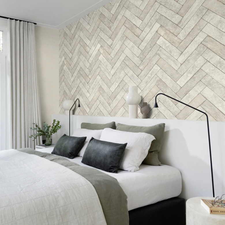 steen behang Factory V grijs 