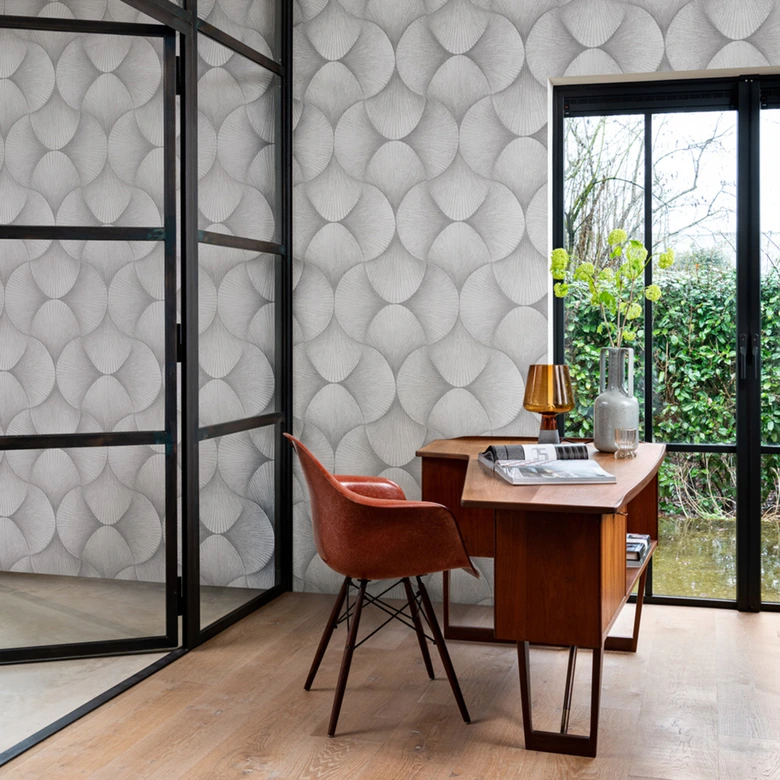 papier peint métallique, intissé Sky Lounge gris argenté, foncé 