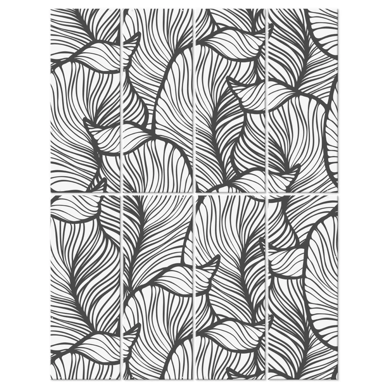 Séparation de pièce, paravent, paravent suspendu Florale Line Art - Feuilles 