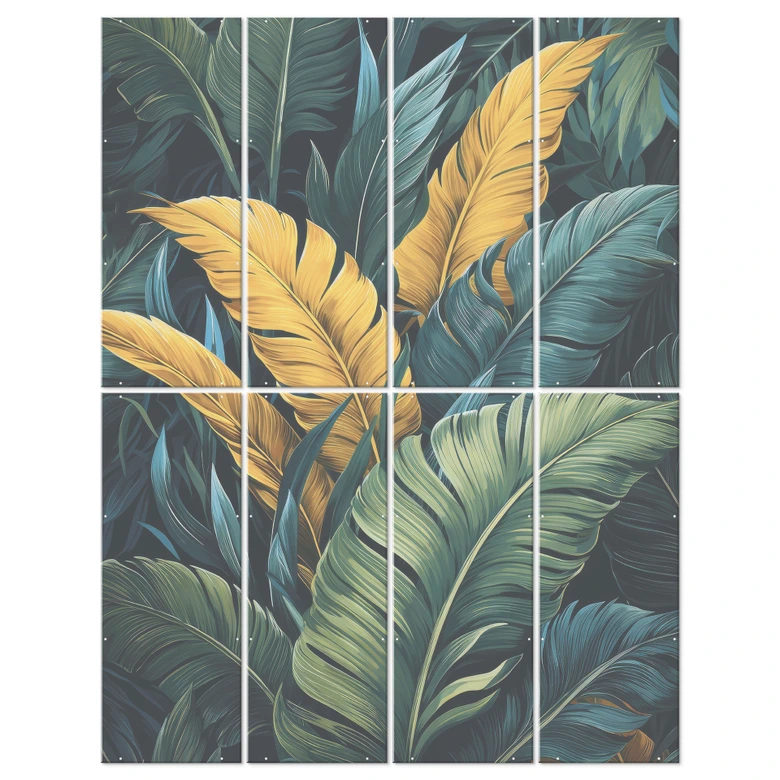 Séparation de pièce, Paravent, Paroi suspendue Feuilles de palmier multicolores - Jaszke 